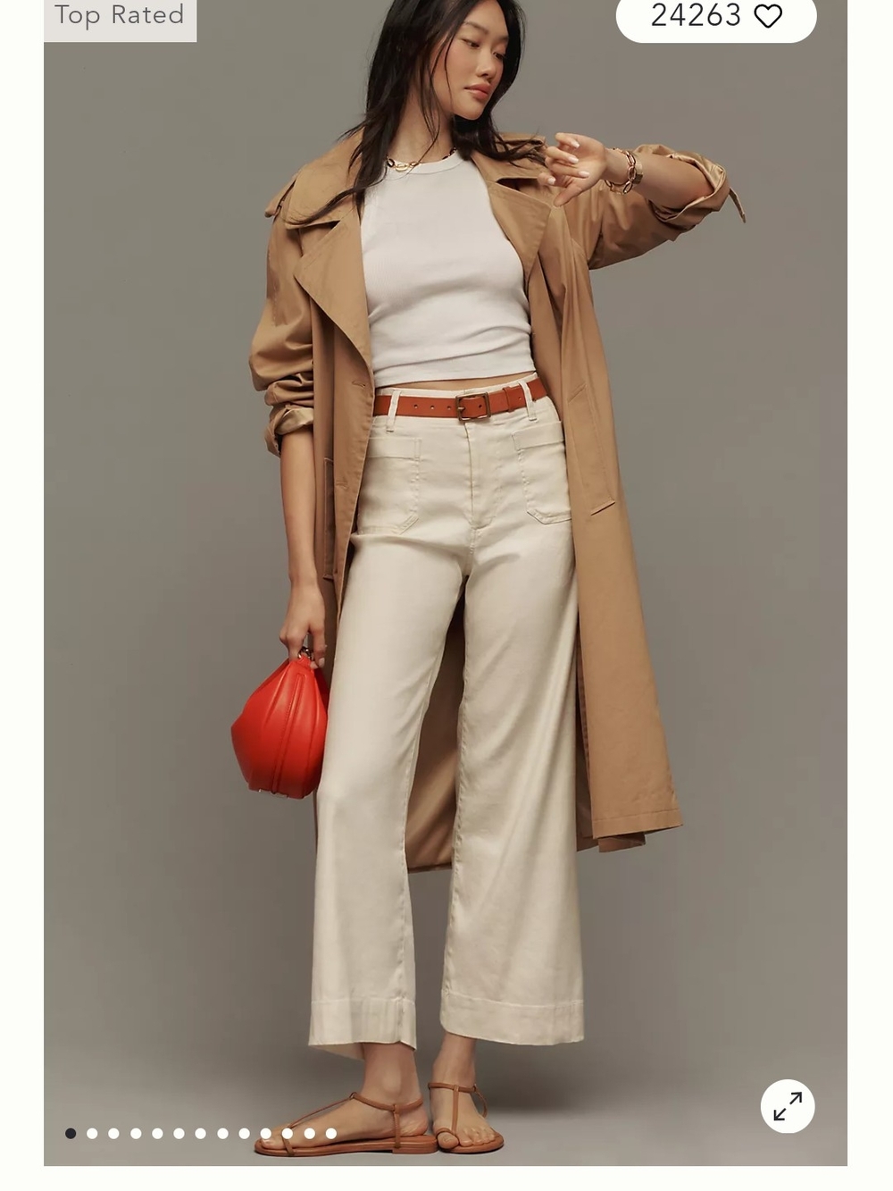 Anthropologie Cream Wide-Leg Cropped Pants